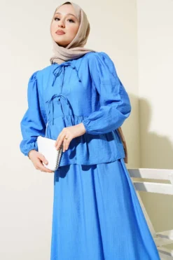 Alternative view of Half Buttoned Tie Waist Skirt Set