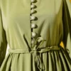Half Buttoned Waist Tunic Dress Khaki wholesale dress view 4 - Hicabistan Turkey factory
