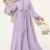 Half Buttoned Waist Tunic Dress Lilac