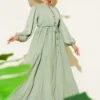 Half Buttoned Waist Tunic Dress Mint