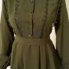 Half Button Lace Detail Dress Khaki Großhandel dress view 4 - Hicabistan Türkei Fabrik