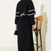 Half Buttoned Belted Dress Black بالجملة dress view 3 - Hicabistan مصنع تركيا