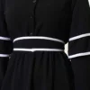 Half Buttoned Belted Dress Black بالجملة dress view 4 - Hicabistan مصنع تركيا