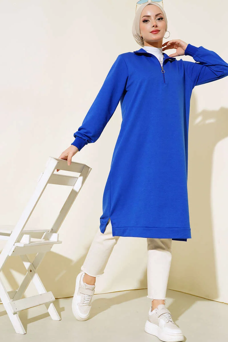 Half-Zip Basic Long Tunic