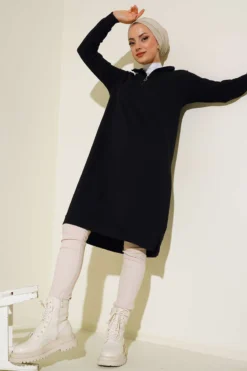 Alternative Ansicht von Half-Zip Basic Long Tunic Black