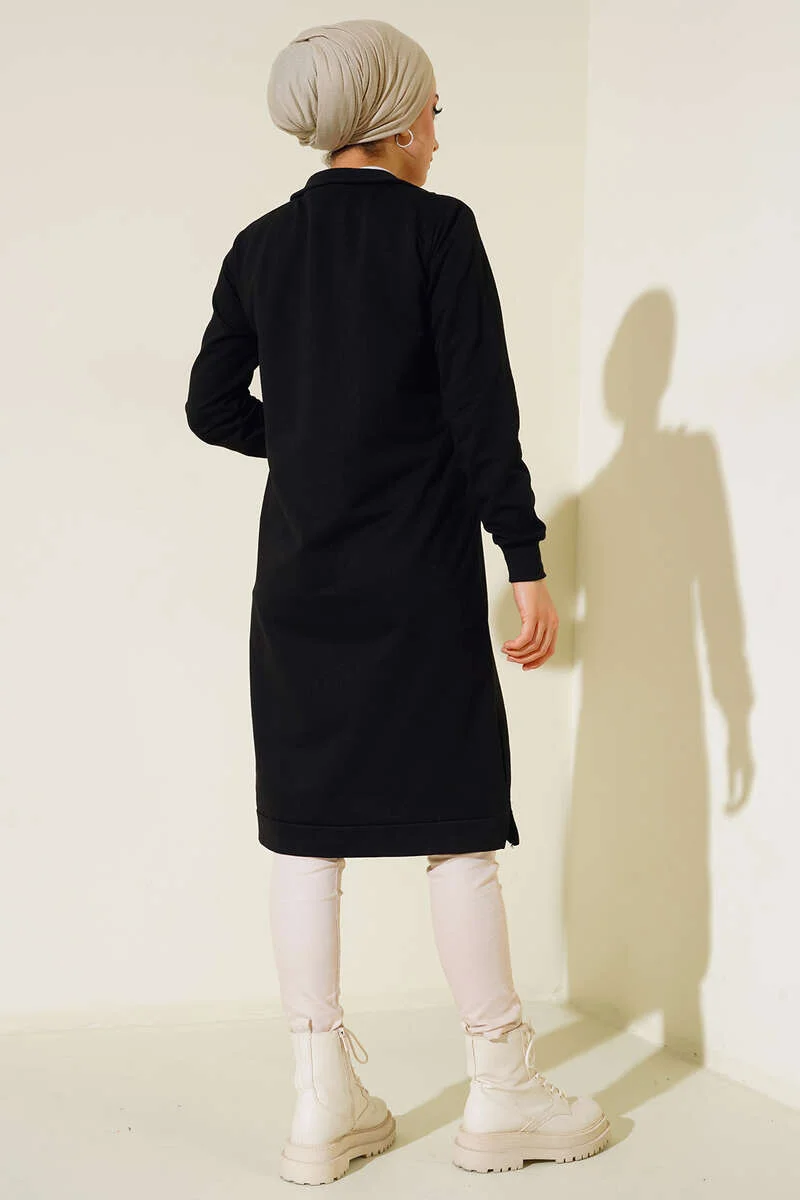Half-Zip Basic Long Tunic Black – Bild 3