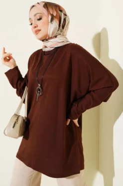 Batwing Basic Tunic Brown
