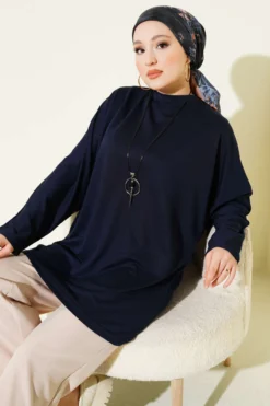 Batwing Basic Tunic Navy Blue