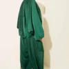 Batwing Sleeve Satin Loose Two-Piece Set Emerald wholesale clothing set view 3 - Hicabistan Turkey factory