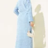 Horizontal Openwork Belted Knit Dress Baby Blue al por mayor dress view 3 - Hicabistan fábrica Turquía