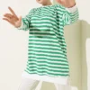 Horizontal Wide Striped Tunic Green