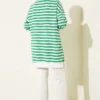 Horizontal Wide Striped Tunic Green wholesale tunic view 3 - Hicabistan Turkey factory