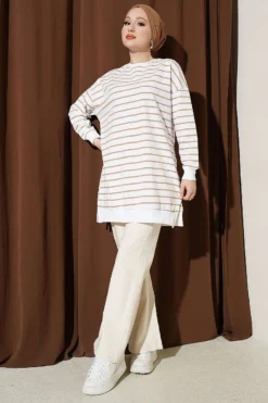 Alternative view of Striped Ribbed Tunic