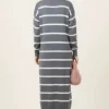 Striped Turtleneck Knit Dress Großhandel dress view 3 - Hicabistan Türkei Fabrik