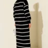Striped Turtleneck Knit Dress Black wholesale dress view 3 - Hicabistan Turkey factory