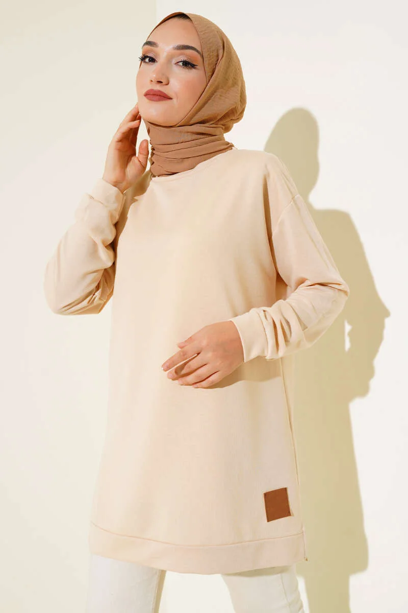 Printed Patch Tunic Beige