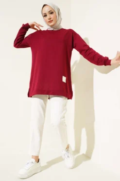 Alternative view of Printed Patch Tunic Burgundy