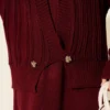 Knitted Two-Piece Dress with Vest Burgundy wholesale clothing set view 4 - Hicabistan Turkey factory