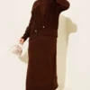 Knitted Two-Piece Dress with Vest Brown all'ingrosso clothing set - Hicabistan fabbrica Turchia