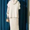 Vest Dress with Vest Knit Two-Piece Set Beige بالجملة clothing set view 3 - Hicabistan مصنع تركيا