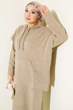 Alternative view of Vest Dress with Vest Knit Two-Piece Set Mink