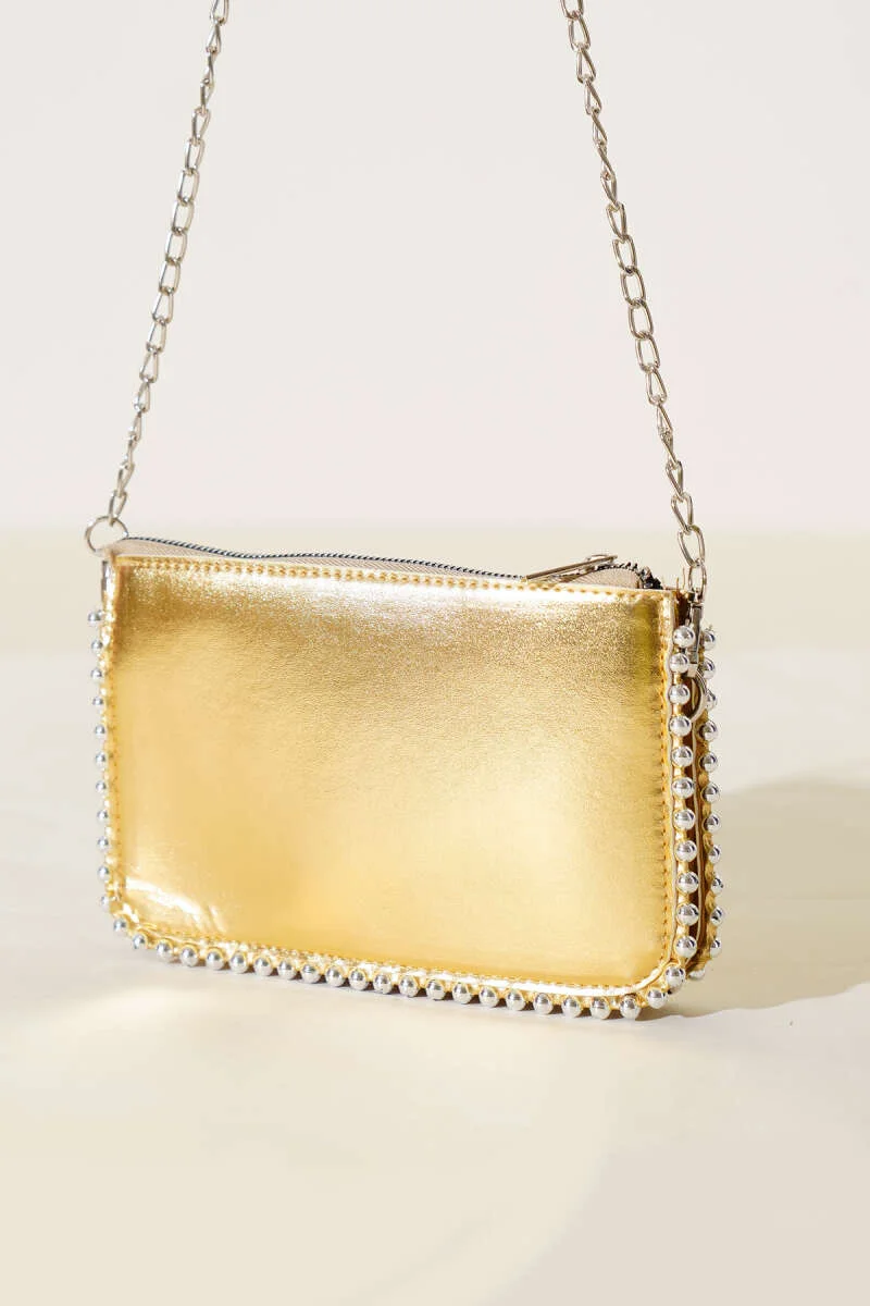 Studded Chain Strap Bag Gold