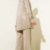 Zebra Pattern Jacquard Tunic Set Beige al por mayor clothing set view 3 - Hicabistan fábrica Turquía