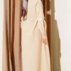 Zigzag Embroidered Side Tie Poplin Dress Beige wholesale dress view 3 - Hicabistan Turkey factory