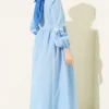 Zigzag Embroidered Side Tie Poplin Dress Großhandel dress view 3 - Hicabistan Türkei Fabrik