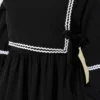 Zigzag Embroidered Side Tie Poplin Dress Black Großhandel dress view 4 - Hicabistan Türkei Fabrik