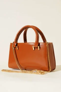 Magnetic Bag with Chain Strap Tan