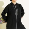 Chain Rope Detail Zippered Two-Piece Set Black en gros clothing set view 2 - Hicabistan usine Turquie