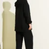 Chain Rope Detail Zippered Two-Piece Set Black en gros clothing set view 3 - Hicabistan usine Turquie