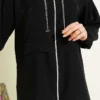 Chain Rope Detail Zippered Two-Piece Set Black en gros clothing set view 4 - Hicabistan usine Turquie