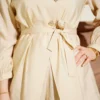 Cross Buttoned Belted Modal Two-Piece Set Beige en gros clothing set view 4 - Hicabistan usine Turquie