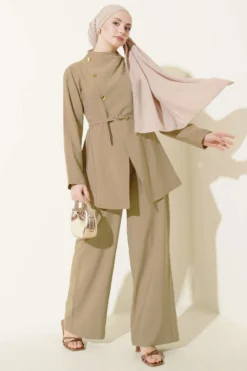 Cross Three-Button Modal Two-Piece Set Beige