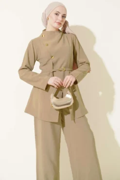 Alternative view of Cross Three-Button Modal Two-Piece Set Beige