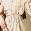 Cross Detail Tie Waist Shirt Beige all'ingrosso shirt view 4 - Hicabistan fabbrica Turchia