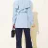 Cross Detail Tie Waist Shirt Blue all'ingrosso shirt view 3 - Hicabistan fabbrica Turchia