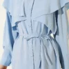 Cross Detail Tie Waist Shirt Blue all'ingrosso shirt view 4 - Hicabistan fabbrica Turchia
