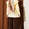 Cross Detail Tie Waist Shirt Yellow all'ingrosso shirt view 3 - Hicabistan fabbrica Turchia