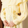 Cross Detail Tie Waist Shirt Yellow all'ingrosso shirt view 4 - Hicabistan fabbrica Turchia