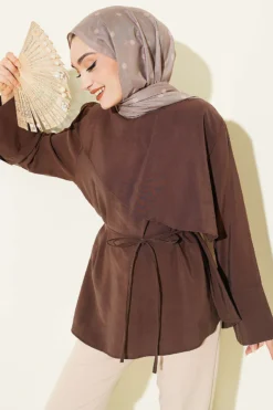 Cross Cape Modal Tunic Brown