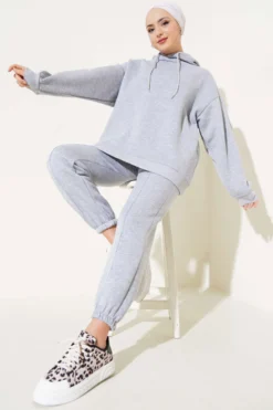 Hooded Two-Piece Set Grey