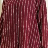 Back Double Pleated Striped Shirt Burgundy wholesale shirt view 4 - Hicabistan Turkey factory