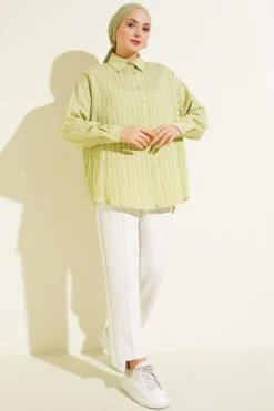 Alternative view of Back Double Pleated Striped Shirt