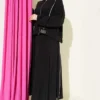 Striped Modal Skirt Set with Emblem Detail Black wholesale clothing set - Hicabistan Turkey factory