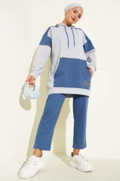 Alternative view of Emblem Two-String Hooded Two-Piece Set Indigo