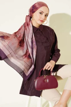 Asymmetrical Tied Shirt Plum