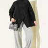 Asymmetrical Tied Shirt Black groothandel shirt view 2 - Hicabistan Turkije fabriek